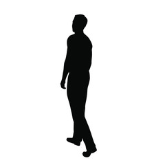 Vector silhouette of one man standing, business people, black color isolated on white background