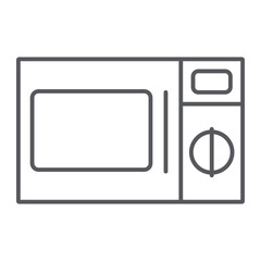 Microwave thin line icon, cooker and electronic, oven sign, vector graphics, a linear pattern on a white background.