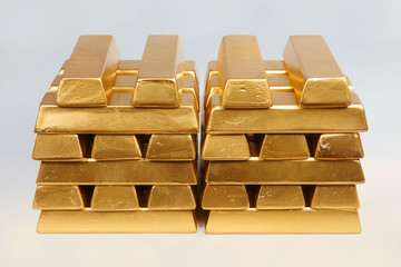 Hundreds kilos of illegal gold bullions on background