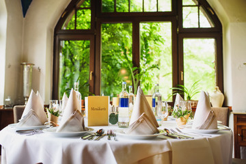 decorated luxury table in the reataurant