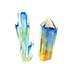 Hand-drawn watercolor crystals. Can be used to create your unique design.