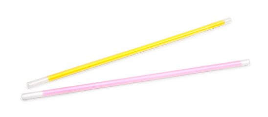 neon sticks for bracelet on an isolated white background