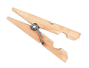 Open clothespin  on an isolated white background