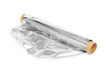 Roll of foil on isolated white background
