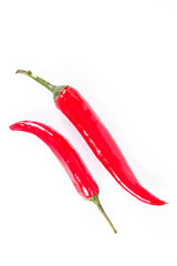 Fresh Chili peppers on a white background