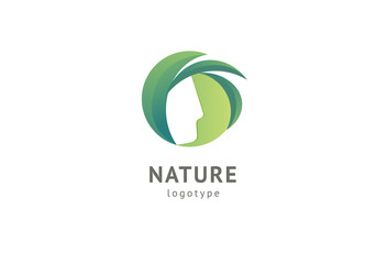 Abstract nature logo icon vector design. Healthy eco food, ecology, spa, diet, yoga, Environment day vector logo. Happy people with leaf logo. Fitness, sport web icon.