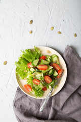 Simple vegetable salad on a light background