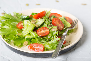 Simple vegetable salad on a light background
