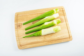 Fresh aquatic vegetables simmered on white background