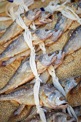 Dried fishes at the market