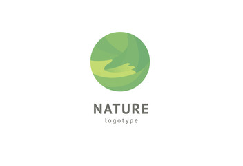 Abstract nature logo icon vector design. Healthy eco food, ecology, spa, diet, yoga, Environment day vector logo. Happy people with leaf logo. Fitness, sport web icon.