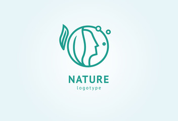 Abstract nature logo icon vector design. Healthy eco food, ecology, spa, diet, yoga, Environment day vector logo. Happy people with leaf logo. Fitness, sport web icon.