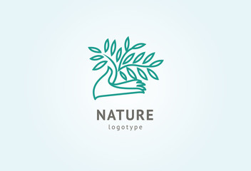 Abstract nature logo icon vector design. Healthy eco food, ecology, spa, diet, yoga, Environment day vector logo. Happy people with leaf logo. Fitness, sport web icon.