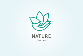 Fototapeta na wymiar Abstract nature logo icon vector design. Healthy eco food, ecology, spa, diet, yoga, Environment day vector logo. Happy people with leaf logo. Fitness, sport web icon.