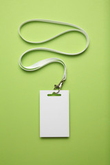 Blank badge, Name Tag mockup isolated on green background.