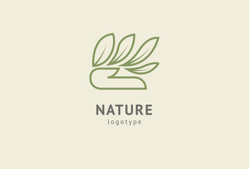 Abstract nature logo icon vector design. Healthy eco food, ecology, spa, diet, yoga, Environment day vector logo. Happy people with leaf logo. Fitness, sport web icon.