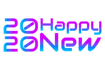 Happy 2020 New Year. Lettering holiday modern style elements with violet, purple and blue colors. Festive label inscription for cards, banners, posters. Editable EPS 10 Vector Illustration.