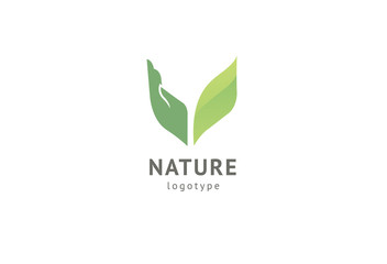 Abstract nature logo icon vector design. Healthy eco food, ecology, spa, diet, yoga, Environment day vector logo. Happy people with leaf logo. Fitness, sport web icon.