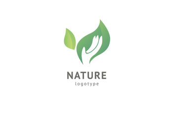 Abstract nature logo icon vector design. Healthy eco food, ecology, spa, diet, yoga, Environment day vector logo. Happy people with leaf logo. Fitness, sport web icon.