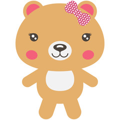 Toy cute cartoon smiling girl bear