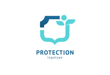 Shield icon. Vector flat style illustration Abstract business security Agency logo template. Logo concept of antivirus, protection, insurance, privacy, guard.