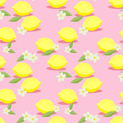 Fresh lemons seamless pattern vector.
