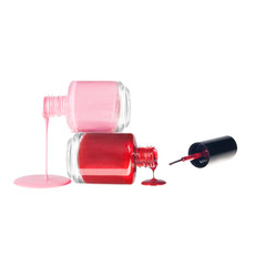 Group of bright nail polishes isolated
