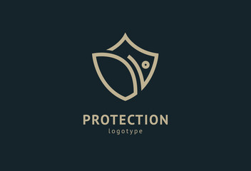 Shield icon. Vector flat style illustration Abstract business security Agency logo template. Logo concept of antivirus, protection, insurance, privacy, guard.