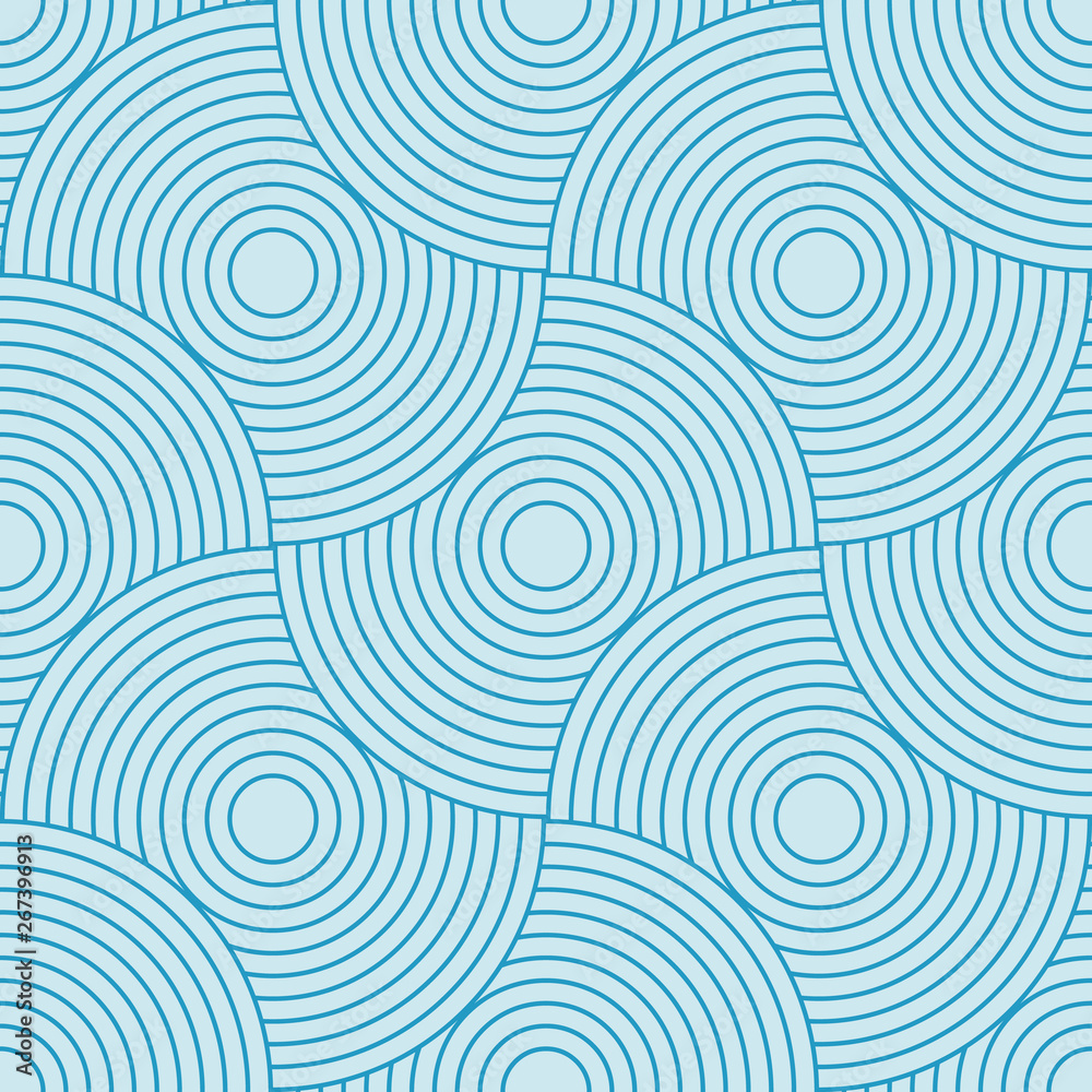 Poster Abstract retro pattern of geometric shapes. Neutral  mosaic backdrop. Geometric wave of circles  background, vector
