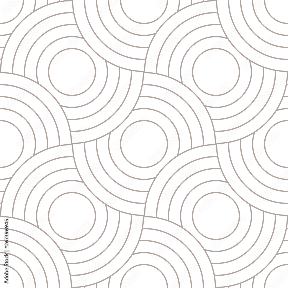 Poster Abstract retro pattern of geometric shapes. Neutral  mosaic backdrop. Geometric wave of circles  background, vector