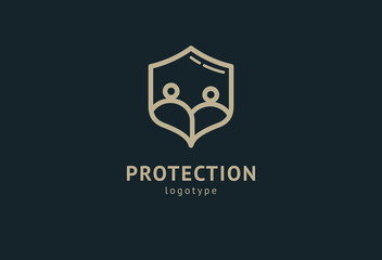 Shield icon. Vector flat style illustration Abstract business security Agency logo template. Logo concept of antivirus, protection, insurance, privacy, guard.