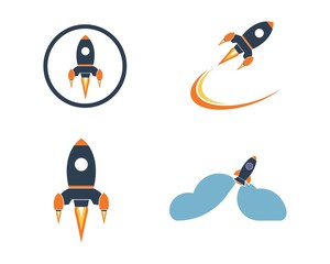 Rocket ilustration logo vector icon