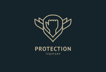 Shield icon. Vector flat style illustration Abstract business security Agency logo template. Logo concept of antivirus, protection, insurance, privacy, guard.