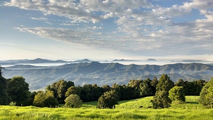 landscape with mountains and clouds