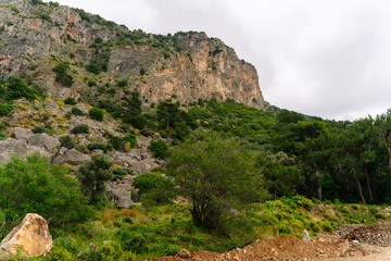 landscape with rocks and gray sky