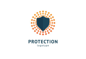 Shield icon. Vector flat style illustration Abstract business security Agency logo template. Logo concept of antivirus, protection, insurance, privacy, guard.