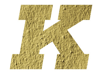 Letter K alphabet  with yellow wall on white background