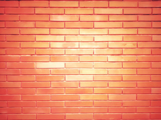 Brick wall background block orange , classic style blured.