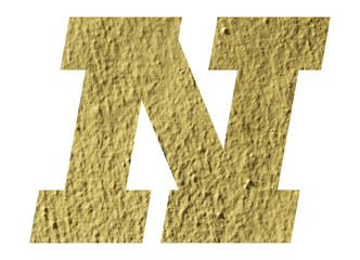 Obraz premium Letter N alphabet with yellow wall on white background