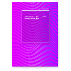 Vector layout from lines. Wavy striped surface like flag or water. Minimalistic design with pink and blue bright trendy colors. Twisted backgrounds. Abstract distorted patterns from lines