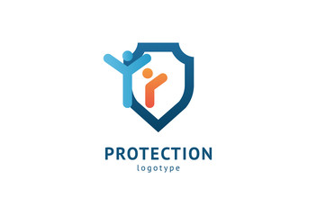 Shield icon. Vector flat style illustration Abstract business security Agency logo template. Logo concept of antivirus, protection, insurance, privacy, guard.