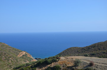 Fototapeta na wymiar Greece Crete landscape mountains road panorama sea shore sun beach