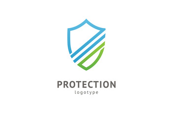 Shield icon. Vector flat style illustration Abstract business security Agency logo template. Logo concept of antivirus, protection, insurance, privacy, guard.