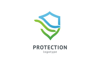 Shield icon. Vector flat style illustration Abstract business security Agency logo template. Logo concept of antivirus, protection, insurance, privacy, guard.