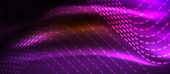 Obraz premium Neon square shapes lines on glowing light background