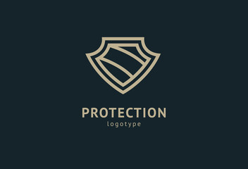 Shield icon. Vector flat style illustration Abstract business security Agency logo template. Logo concept of antivirus, protection, insurance, privacy, guard.