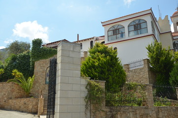 Greece Crete landscape mountains road panorama sea shore sun beach
