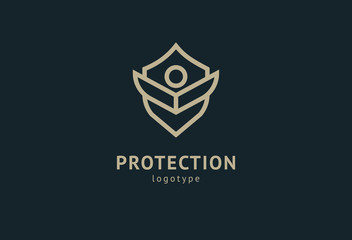 Shield icon. Vector flat style illustration Abstract business security Agency logo template. Logo concept of antivirus, protection, insurance, privacy, guard.