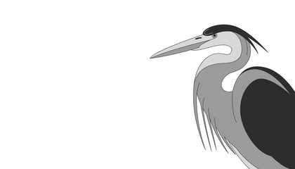 Obraz premium cartoon heron, vector illustration,flat style,profile
