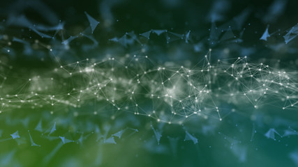 Digital coding smoke and particles in cyber space presentation background , 3D rendering of future cyber space future technology concept, tilt zoom view.